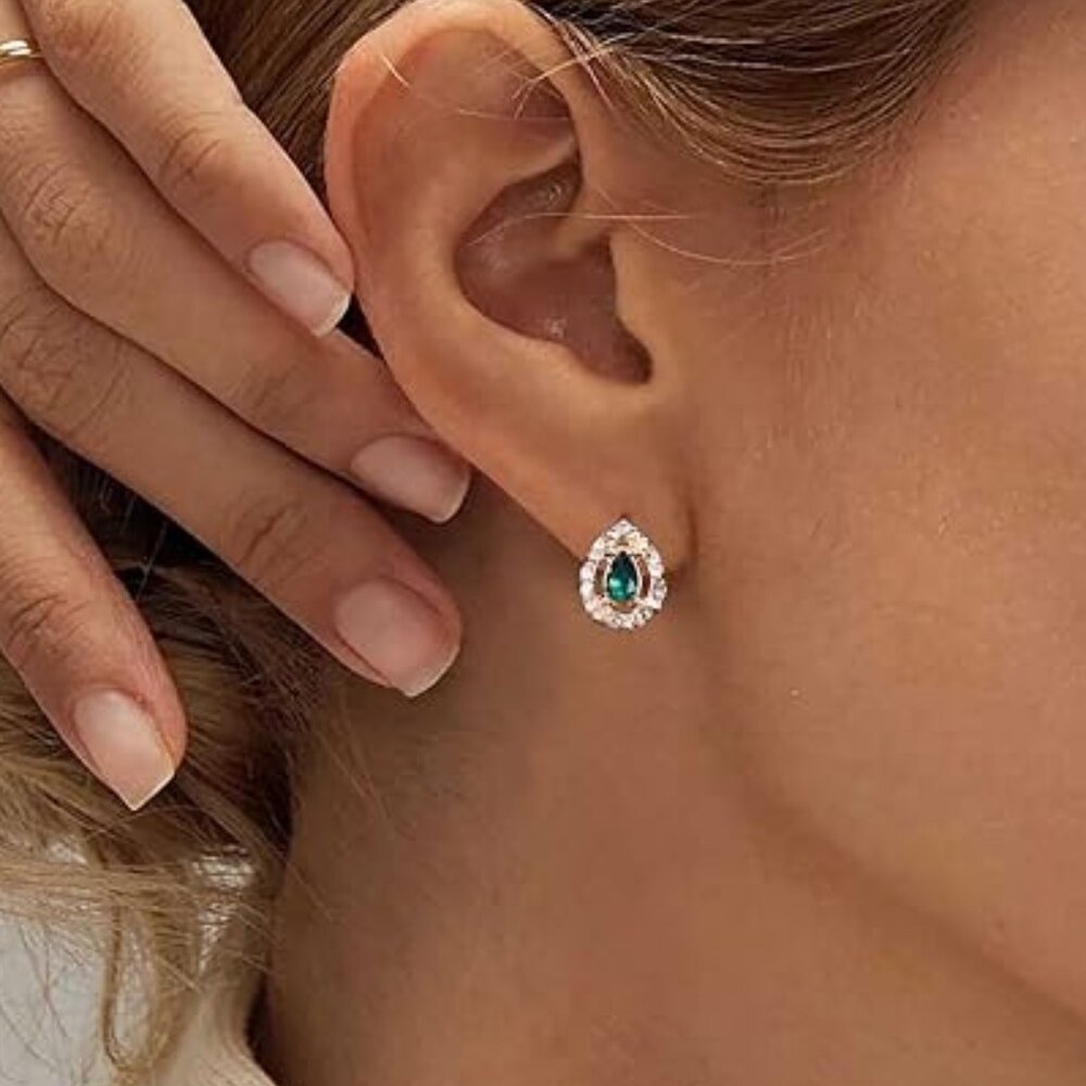Teardrop Emerald Stud Earrings